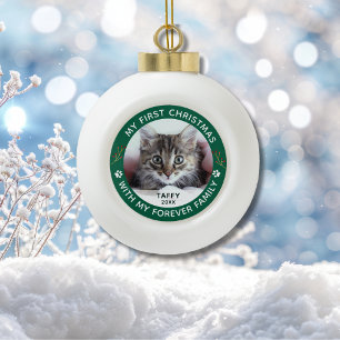 Boule En Céramique Mon premier chat pour animaux de Noël Photo person