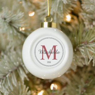 Boule En Céramique Monogramme personnalisé rouge