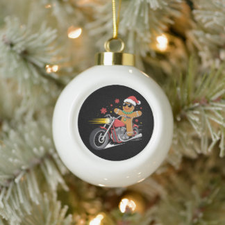 Boule En Céramique Motard en pain d'épice de Noël Santa