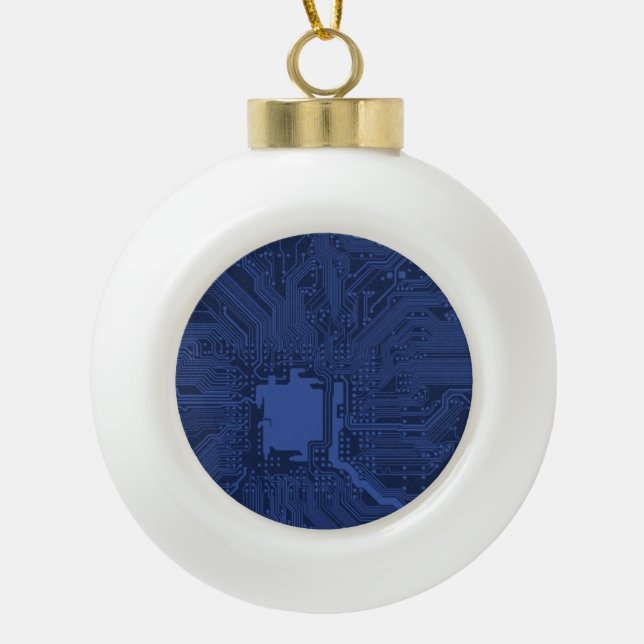 Boule En Céramique Motif de carte mère Geek bleu (Devant)