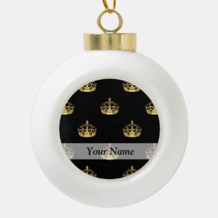 Boule En Céramique Motif de couronne noir et or