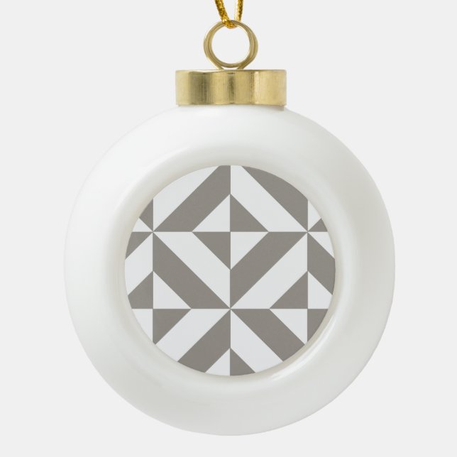 Boule En Céramique Motif de cube géométrique gris argenté (Devant)