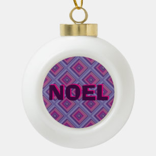 Boule En Céramique Motif de diamant violet de l'ornement de Noël