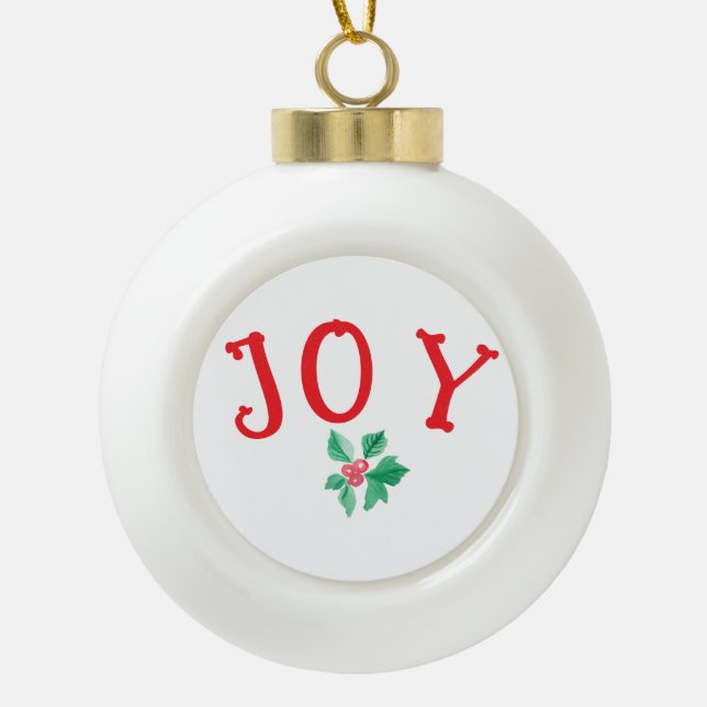Boule En Céramique Mots de Noël "JOY" - Phrase de vacances saisonnièr (Devant)