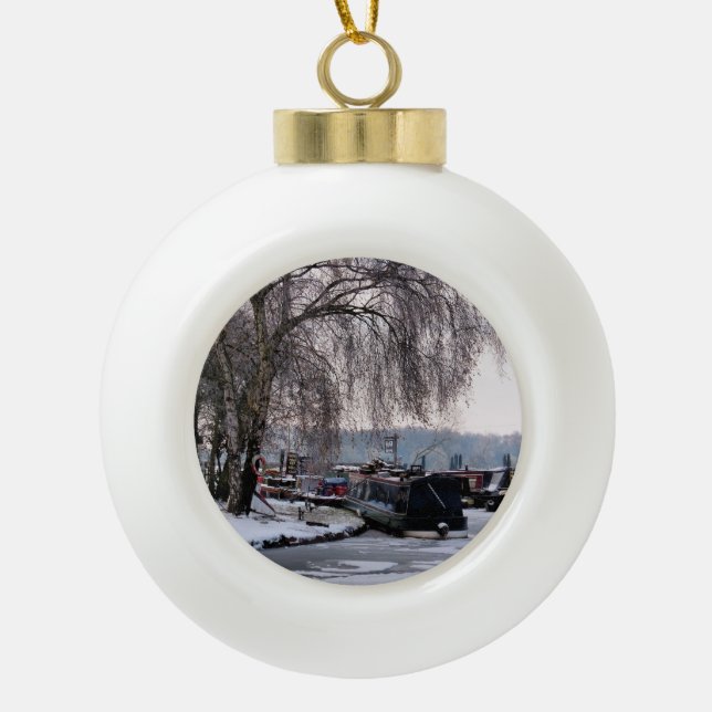 BOULE EN CÉRAMIQUE NARROVBOATS D'HIVER (Devant)