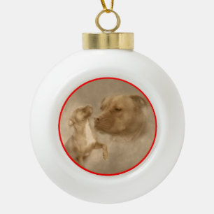 Boule En Céramique Nez rouge Pitbull Arbres de Noël blancs