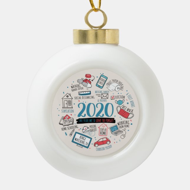 Boule En Céramique Noël 2020 Activités de quarantaine Commémoration (Devant)