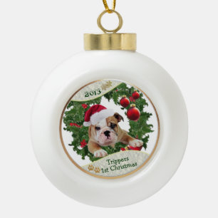 Boule En Céramique Noël #2 du nouveau chiot de personnaliser de