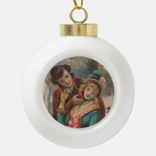 Boule En Céramique Noël, Angleterre - Publicité de l'ère victorienne,