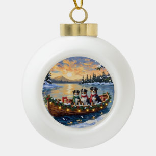 Boule En Céramique Noël Australien Shepherd Bateau Vacances