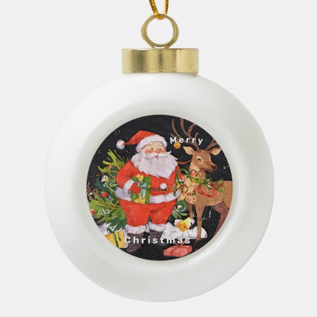 Boule En Céramique Noël avec Père Noël - Fêtes (Devant)