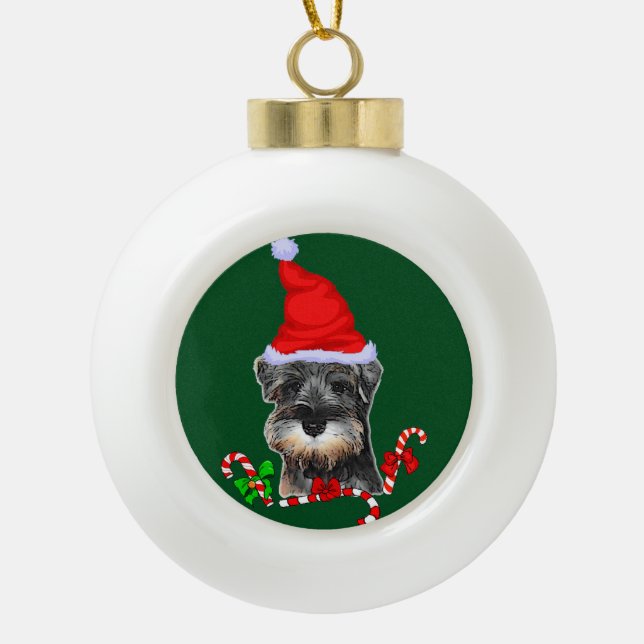 Boule En Céramique Noël de la mignonne miniature Schnauzer (Devant)