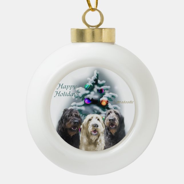 Boule En Céramique Noël de Labradoodle (Devant)