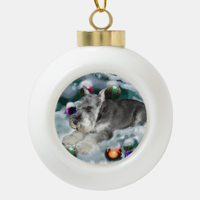 Boule En Céramique Noël des Schnauzer miniatures (Devant)