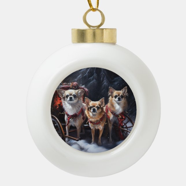 Boule En Céramique Noël du Chihuahua (Devant)