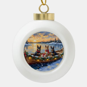Boule En Céramique Noël en bateau avec un Malinois belge