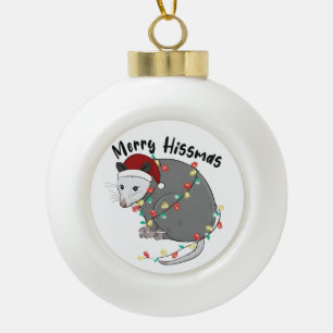 Boule En Céramique Noël Lumières Manger Déchets Opossum Joyeux Siffle