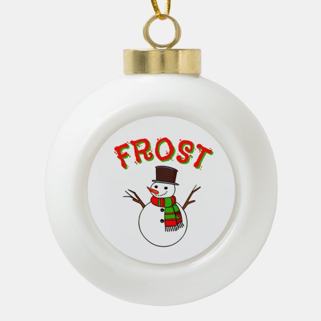 Boule En Céramique Noël mot vacances "FROST" Noël saisonnier (Devant)