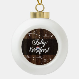Boule En Céramique Noël néerlandais de Zalig Kerstfeest Joyeux,