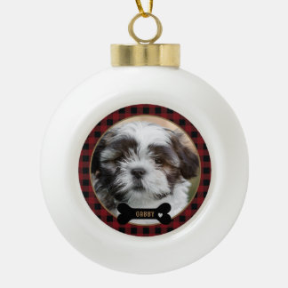 Boule En Céramique Noël personnalisé rouge animal de compagnie