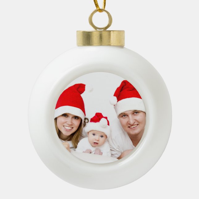 Boule En Céramique Noël photo personnalisée (Devant)