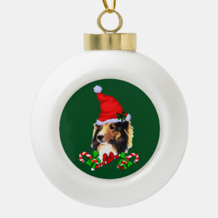 Boule En Céramique Noël Shetland Sheepdog