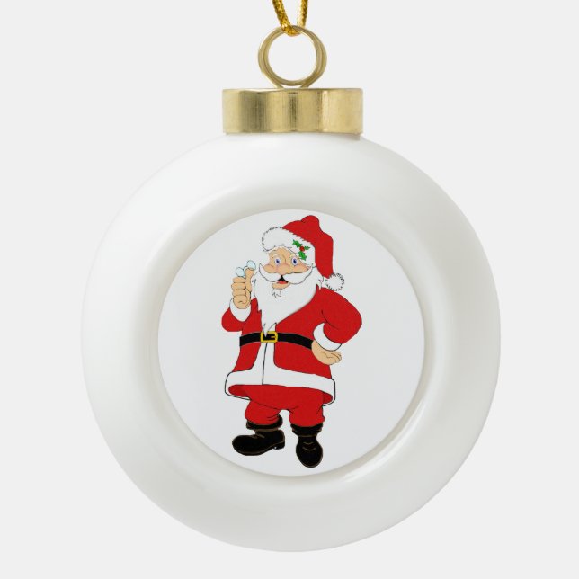 Boule En Céramique Noël souriant Père Noël (Devant)