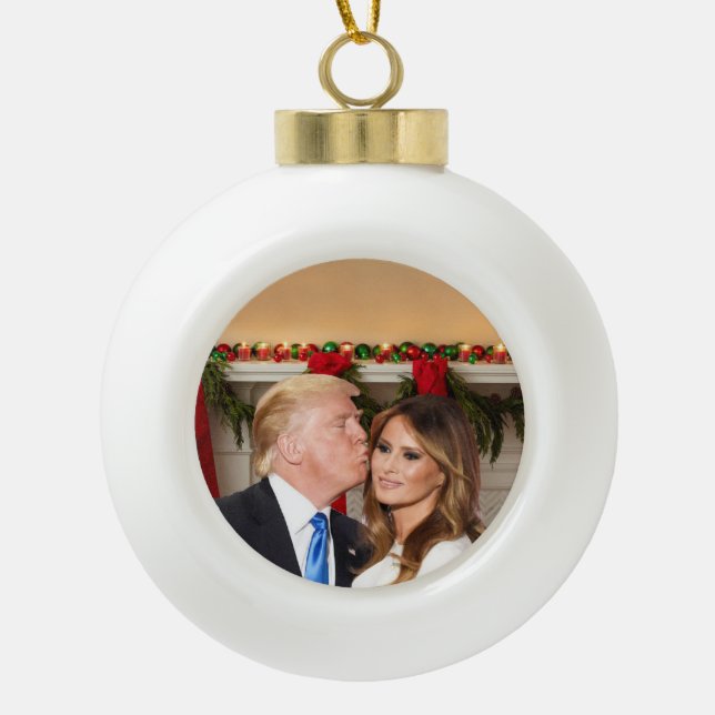 Boule En Céramique Noël Trump : Donald et Melania (Devant)