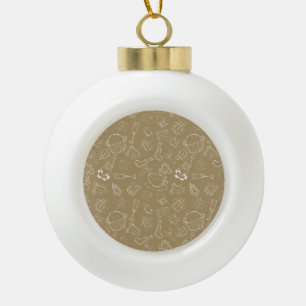 Boule En Céramique Noël vintage Gingerbread Man et père Noël