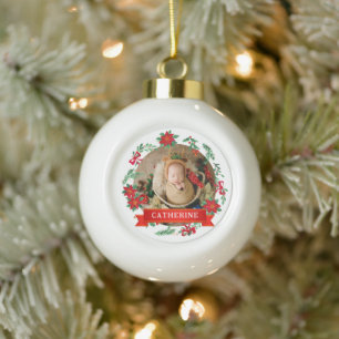 Boule En Céramique Nom personnalisé du premier Noël du bébé