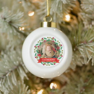 Boule En Céramique Nom personnalisé du premier Noël du bébé