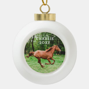 Boule En Céramique Nom personnalisé et photo du cheval de l'année