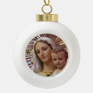 Boule En Céramique Notre Madame d'ornement de Noël du mont Carmel