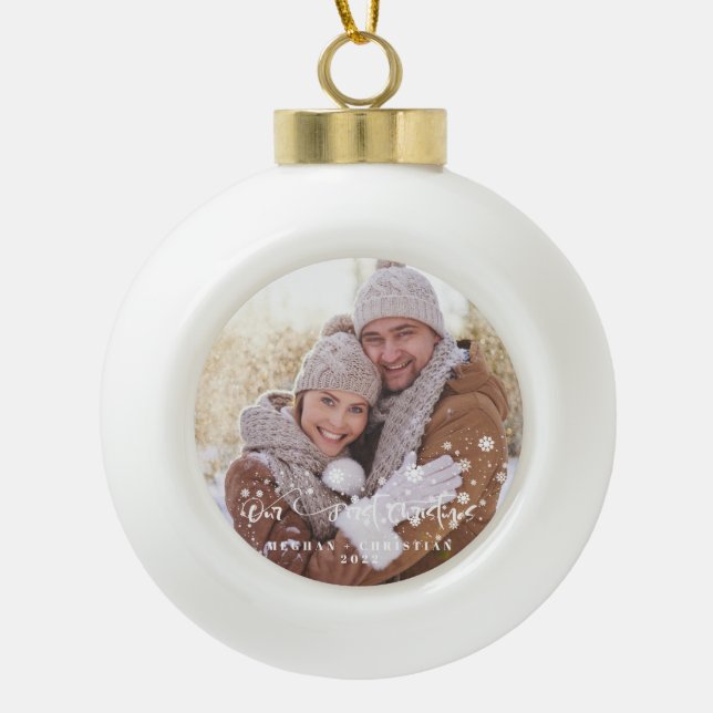 Boule En Céramique Notre première fête de Noël (Devant)