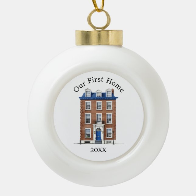 Boule En Céramique Notre première maison en briques coloniales Townho (Devant)