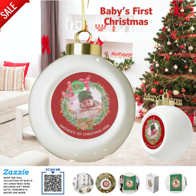 Boule En Céramique NOUVELLES Bébés 1ère PHOTO DE Noël BAUBLE (Créateur téléchargé)