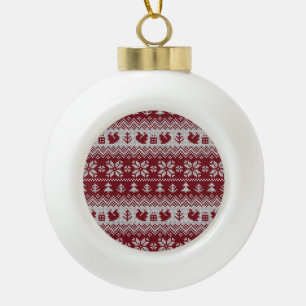 Boule En Céramique Nuit, Noël, écureuils, motif vintage.