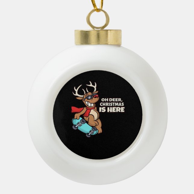 Boule En Céramique Oh Deer Christmas Celebration Holiday Design  (Devant)