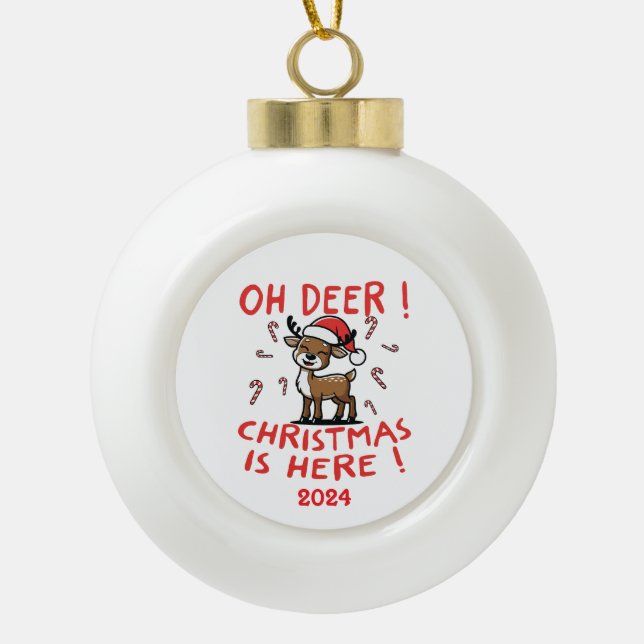 Boule En Céramique Oh Deer Christmas ici (Devant)