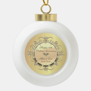 Boule En Céramique Or Elegant Diamonds 50e anniversaire Mariage