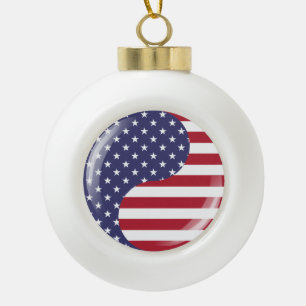 Boule En Céramique Original USA patriotic Ying yang