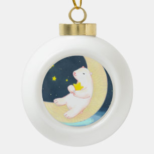 Boule En Céramique Ours polaire, lune et étoiles