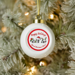 Boule En Céramique Pandas de Noël personnalisés