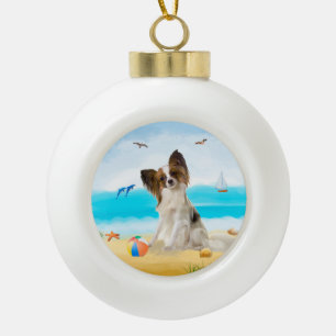 Boule En Céramique papillon Dog sur la plage