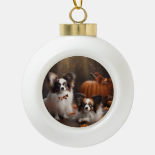 Boule En Céramique Papillon Puppy Automne Citrouille de plaisir