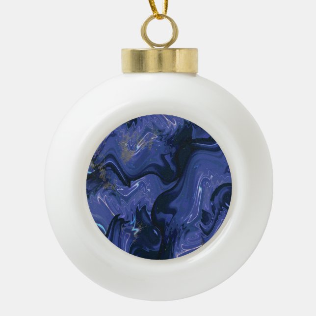 Boule En Céramique Parties scintillant bleue Galaxy Swirl Abstrait Mo (Devant)