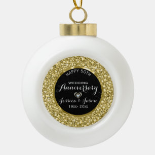 Boule En Céramique Parties scintillant de diamants d'or 50e anniversa