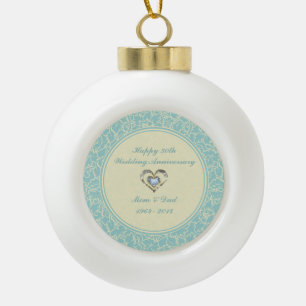 Boule En Céramique Pastel Blue Et Creme Floral Damas
