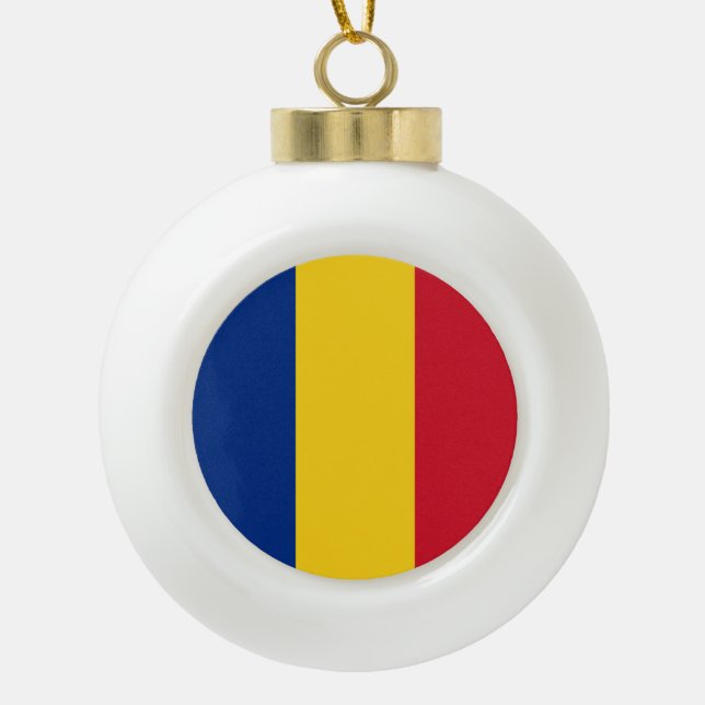 Boule En Céramique Patriotique roumain de drapeau de la Roumanie (Devant)