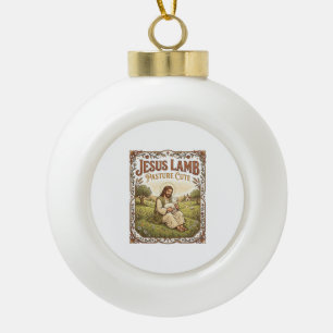 Boule En Céramique Pâturage de Jésus agneau Mignon Pâturage de Jésus